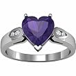 14K White Gold Heart Shaped Amethyst and Diamond Ring