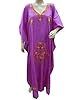 Womens Kaftan Fuchsia Purple Kashmir Crewel Embroidered Kimono Sleeves Caftan