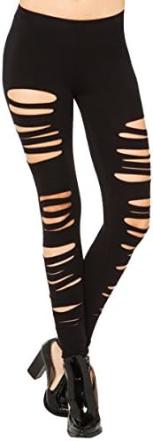 AKIRA Red Label Women's Slashed Leggings Medium Black