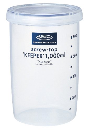 Lustroware B-2275AA Screw Top Keeper Round Food Container with Calibration, 33.8-Ounce, Blue