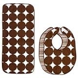 DwellStudio Chocolate Dots 3-Piece Bib/Burp Set
