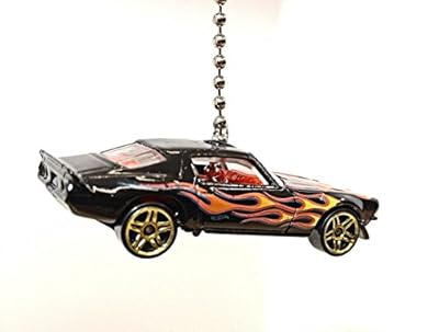 Hot Wheels 1970 Black Flame Camaro FAN PULL chain pull