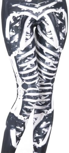 SHOLOV Women's Designed Digital Print Skeleton Pattern Sexy Stretch Leggings