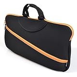 Cosmos &reg; Black Color with Orange Zipper Soft Neoprene Sleeve Carrying Travel Case for Canon PIXMA iP110 Wireless Mobile Pinter and Battery, Power Adapter & Cable