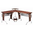 Modern L-Shaped Computer Workstation - Mahogany