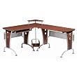 Modern L-Shaped Computer Workstation - Mahogany