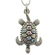 Turtle Pendant with 1.2mm Ball Chain 16 to 18" Adjustable Necklace
