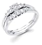 14k White Gold 5 Five Stone Round Diamond Engagement Bridal 2 Two Ring Set w/ Matching Wedding Anniversary Band (1/2 cttw, G-H Color, SI1 Clarity)