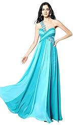 One Shoulder Crystal Draped  Lace Chiffon/Polyester Evening Dress/Prom Dress/Party Dress/Wedding Dress  With Ruffles