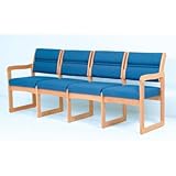 Valley Series Four Seat Sofa Wood Finish: Medium Oak, Fabric: Vinyl Blue