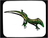 Decorated Mouse Pad with green, reptile, lizard, stripes, yellow