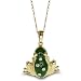 10k Yellow Gold Green Enamel Diamond Frog Pendant (.03 cttw, I-J Color, I3 Clarity), 18"