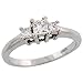 14 Karat Weissgold Drei-Steinenen Radiantschliff Diamanten Ring, mit 0.40 Karat Prinzessschliff Diamanten, (5mm) breit
