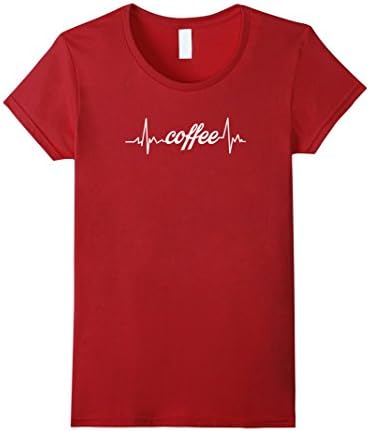 Women's Coffee Heart Beat T Shirt Coffee Lovers T Shirt Large Cranberry