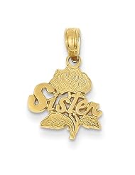 14k Yellow Gold Sister Rose Pendant