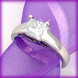 14K White Gold 1.00 CT Princess Cut Diamond Solitaire Ring