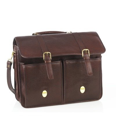 Briefcase with Two Pockets Color: Brown