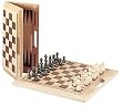 Deluxe Wooden Chess, Checkers & Backgammon Set (Oak)