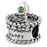 Authentic OHM Beads August Birthstone Crystal Birthday Cake European Charms Fits Pandora Bracelet