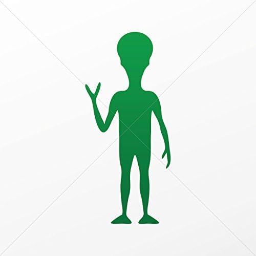 Decal Sticker Alien Figure Waving Decoration Bike Motorbike Bicycle Ve Green Dark (3 X 1.33 In)