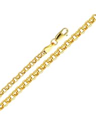14k Yellow Gold 3.8mm Fancy Rolo Chain with Lobster Claw Clasp (8" 16" 18" 20" 22" 24")