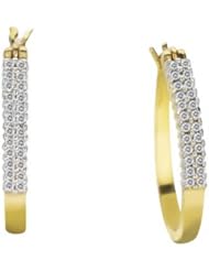 10K Yellow Gold 0.25cttw All I Need Pave Set Round Diamond Hoop Earrings