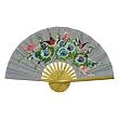 Hand-painted Purple Folding Decorative Wall Fan - Bird & Flower Design