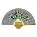 Hand-painted Purple Folding Decorative Wall Fan - Bird & Flower Design