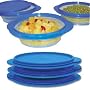 Set of 3 Collapsible Containers with Covers - Blue