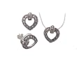 Sterling Silver Heart Shape Marcasite Necklace and Earring Set