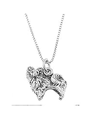 Sterling Silver One Sided Pomeranian Dog Necklace