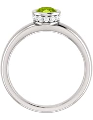 10K White Gold 7.00x5.00mm Oval Cut Peridot and Diamond Ring -- LIFETIME WARRANTY