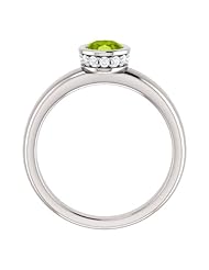 14K White Gold 7.00x5.00mm Oval Cut Peridot and Diamond Ring -- LIFETIME WARRANTY