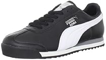 PUMA Men's Roma Basic Leather Sneaker,Black/White/PUMA Silver,6 D US

