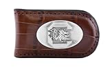 NCAA South Carolina Fighting Gamecocks Tan Crocodile Leather Magnet Concho Money Clip, One Size