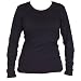 Long Sleeved Navy Blue Classic Fit Tunic Length Womens' Solid color contoured T-Shirt, cotton blend, 5 Adult Sizes