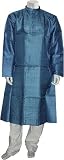 Men's Casual Evening Dress Kurta in Silk Long Loose Shirt and Trousers Handcrafted in India Size L (gkps021)