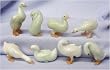 Hand blown glass menagerie, set of 8 ducks