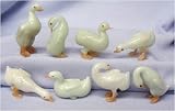 Hand blown glass menagerie, set of 8 ducks