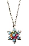 IMAGE OF Michal Negrin Silver Star Pendant with Round Blue and Multicolor Swarovski Crystals