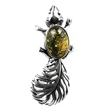 Baltic Green Amber Sterling Silver Museum Collection Classic Abstract Pin 19th Century
