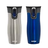 Contigo AUTOSEAL West Loop Stainless Steel Travel Mug with Open Access Lid 16 Ounce Silver Blue Set 