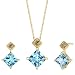 Stunning and Sophisticated 2.75 cts Princess Cut Swiss Topaz Diamond Pendant Earrings Set 14Kt Yellow Gold