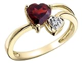 Garnet Heart Ring with Diamond 7/8 Carat (ctw) in 14K Yellow Gold