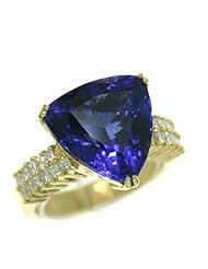 18K Yellow Gold Tanzanite and Diamond Ring -- LIFETIME WARRANTY