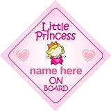 Little Princess On Board Personalised Car Sign New Baby Girl / Child Gift / Present