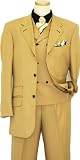 Tayion Platinum Collection Solid Honey Mustard With Black Hand-Pick Stitching Super 140'S Extra Fine Wool Vested Suit DY-720-42/22