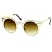 zeroUV High Fashion Metal Cut Out Hollow Out Frame Round Cat Eye Sunglasses (Gold)