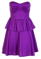 Strapless  Peplum Nylon/Polyester/Spandex Corset   Waistline  Dress With Ruffles