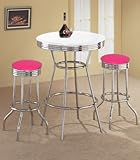 IMAGE OF 2 Pink Vinyl Barstools and White Table Set